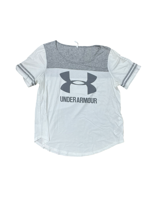 Athletic Top Ss By Under Armour In Grey & White, Size:L