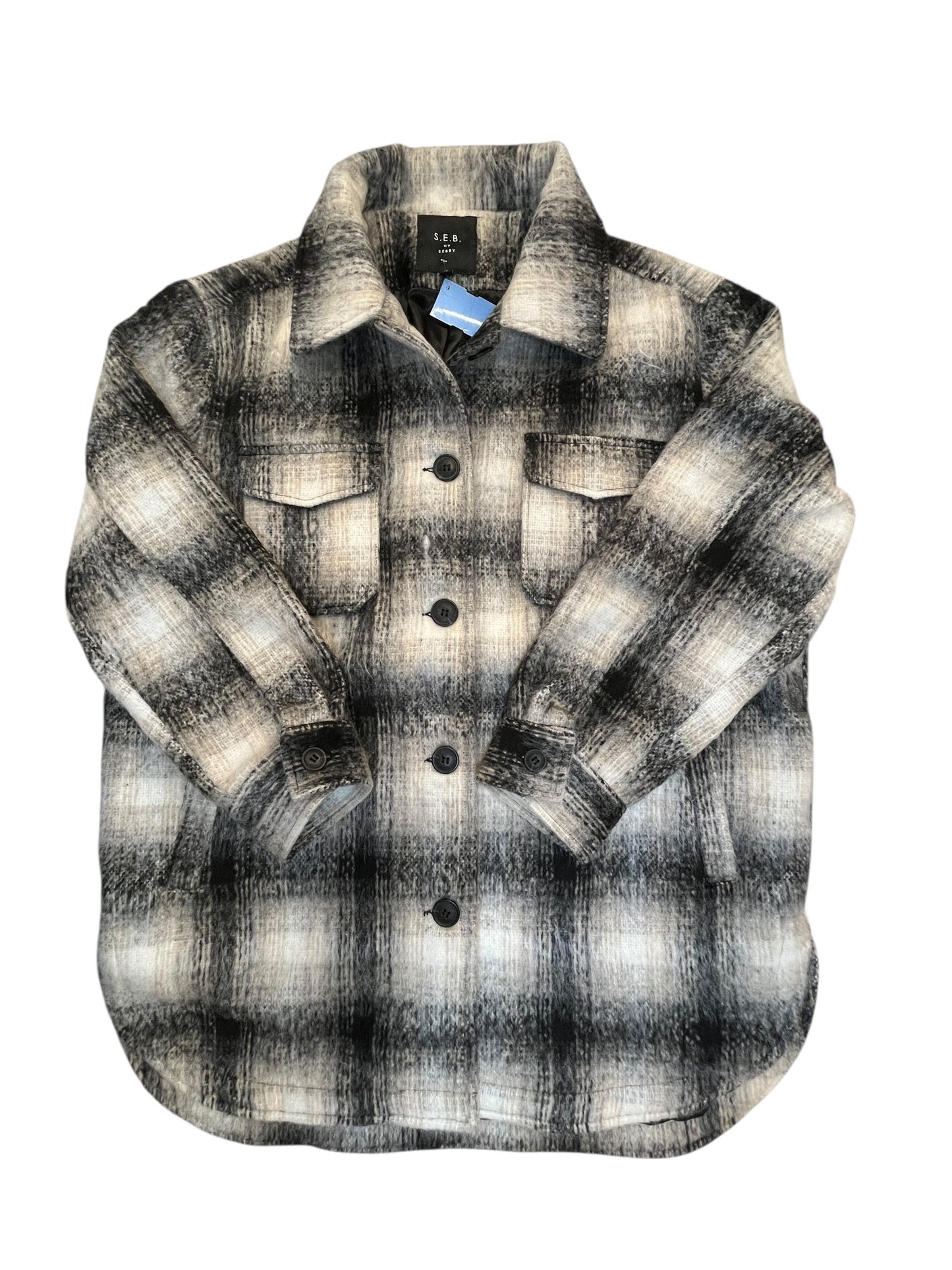 Coat Peacoat By Sebby In Black & Tan, Size:Xl