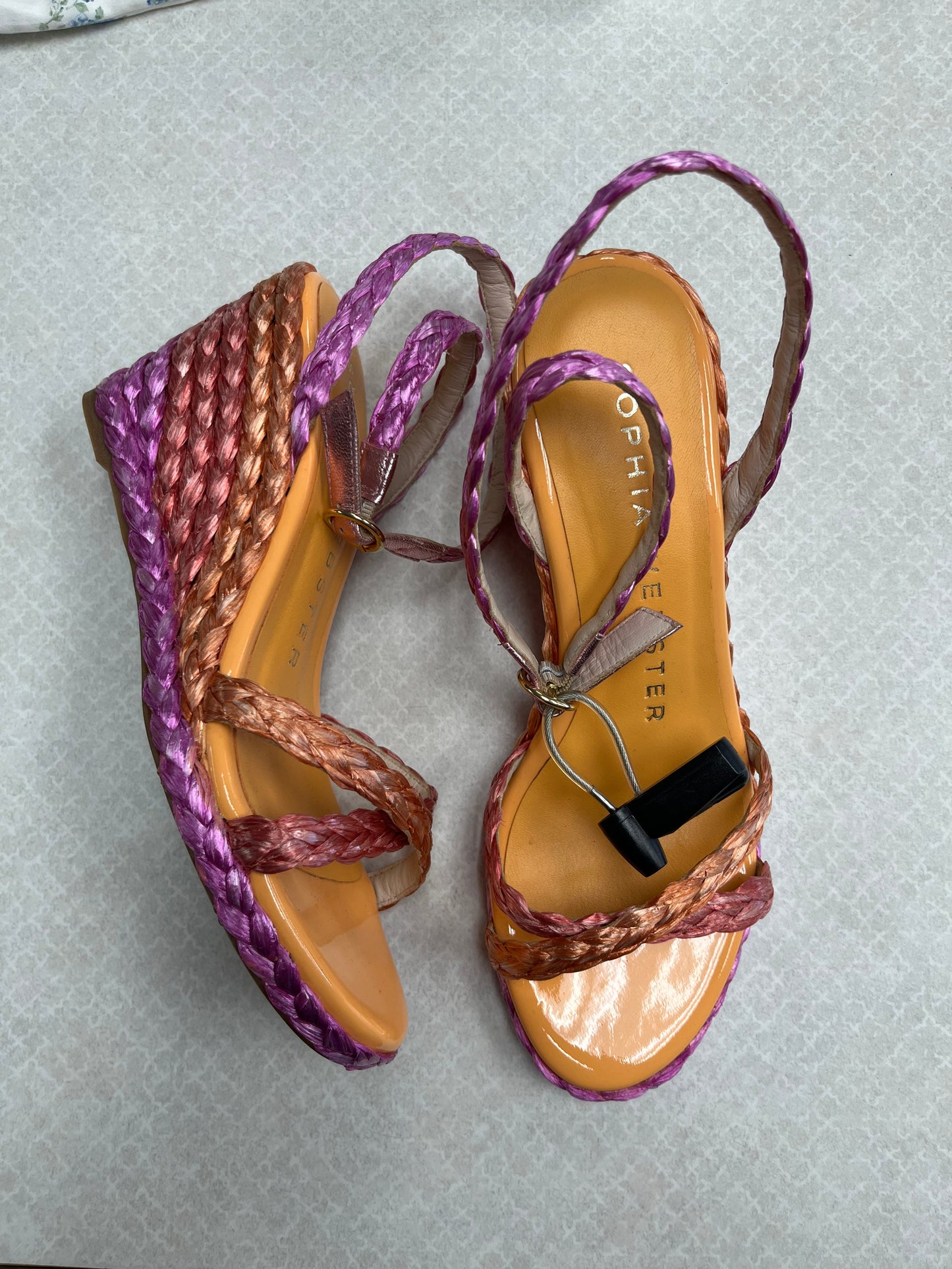 Sandals Heels Wedge By Cmc In Orange & Pink, Size:9