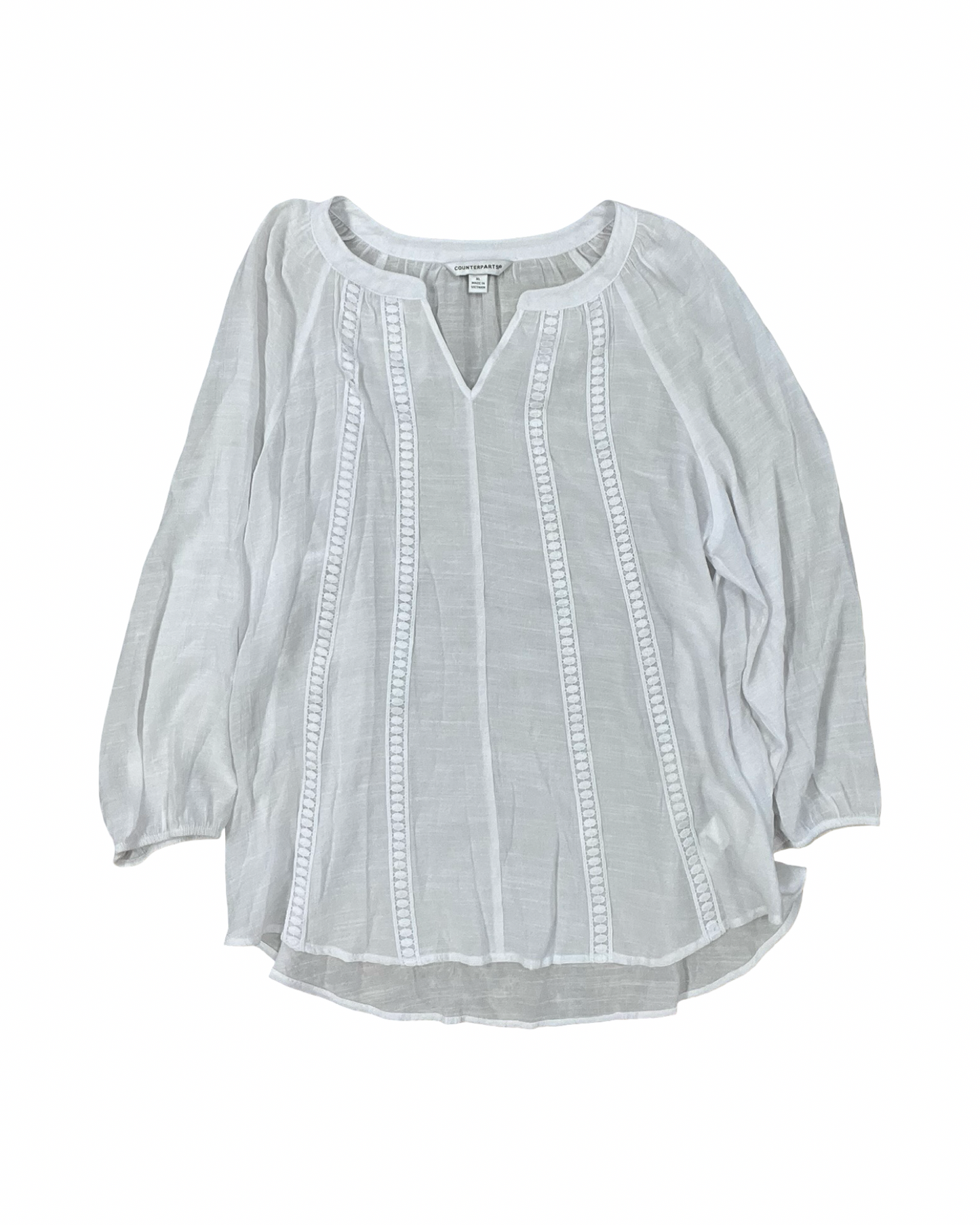 Top Ls By Counterparts In White, Size:Xl
