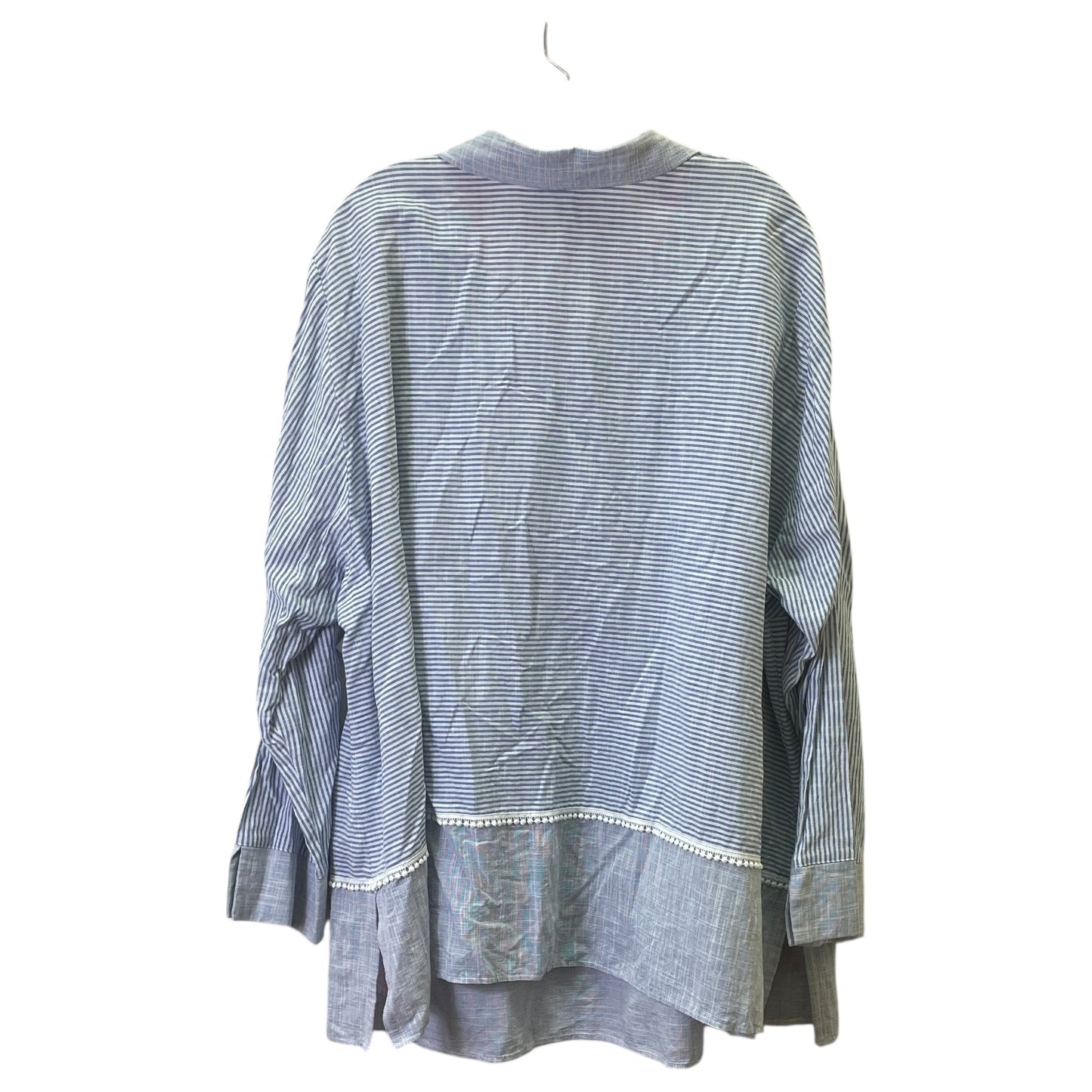 Top Ls By Ulla Popken In Blue & White, Size:3X