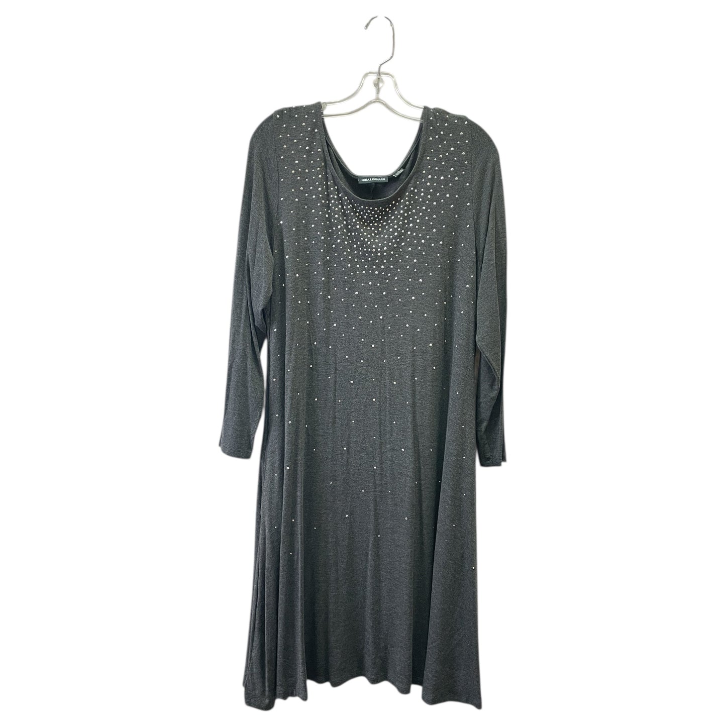 Dress Casual Short By Nina Leonard In Grey, Size:1X