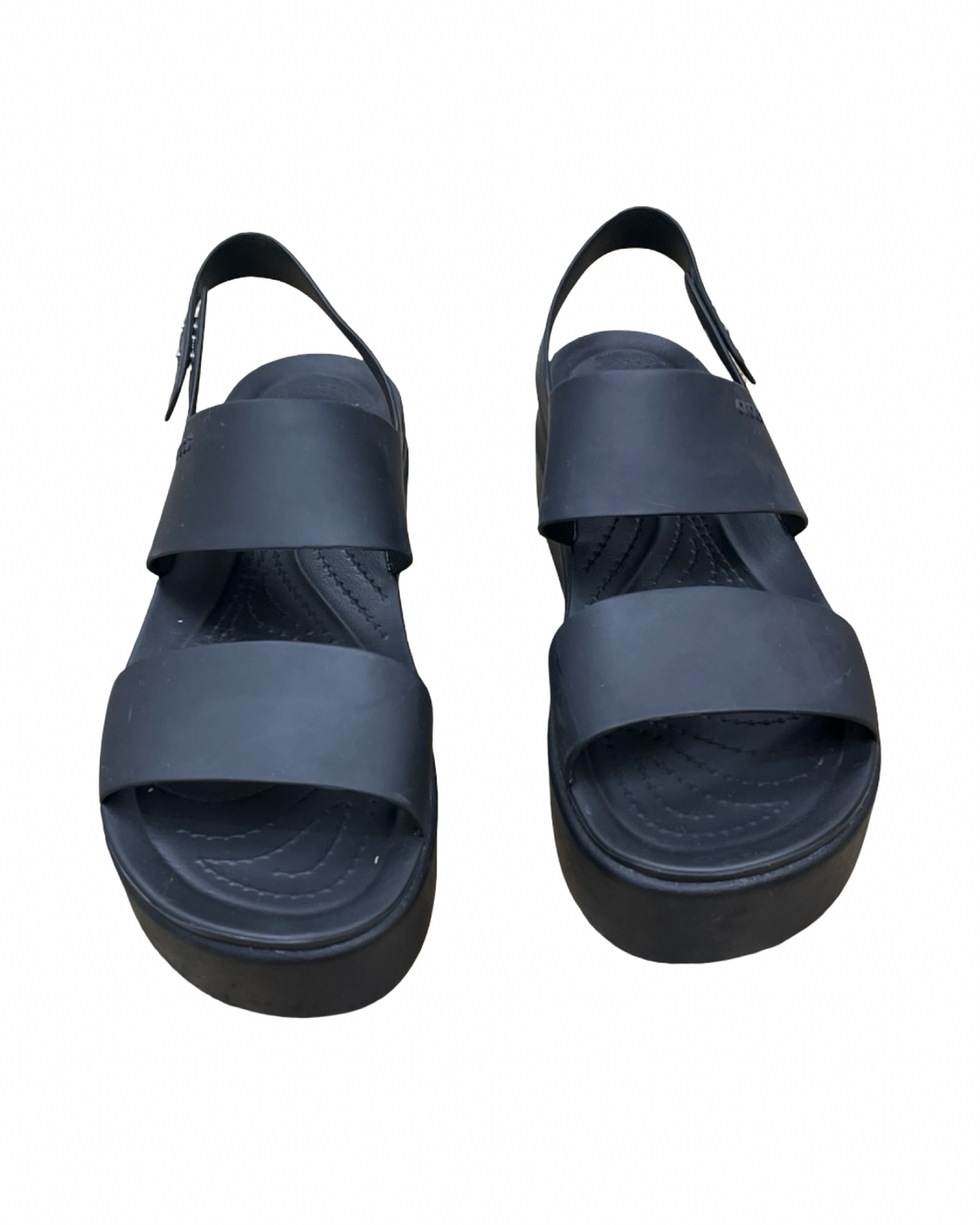 Sandals Heels Platform By Crocs In Black, Size:8