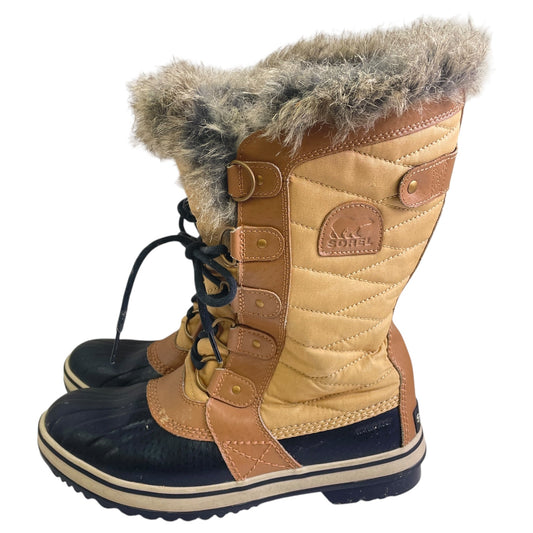 Boots Knee Flats By Sorel In Tan, Size:8.5
