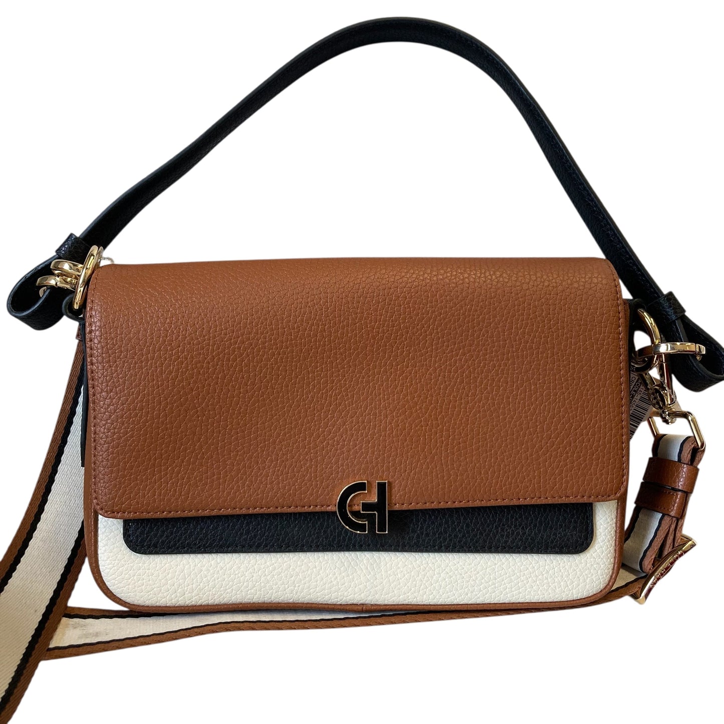 Crossbody Leather By Cole-Haan In Black & Cream, Size:Medium