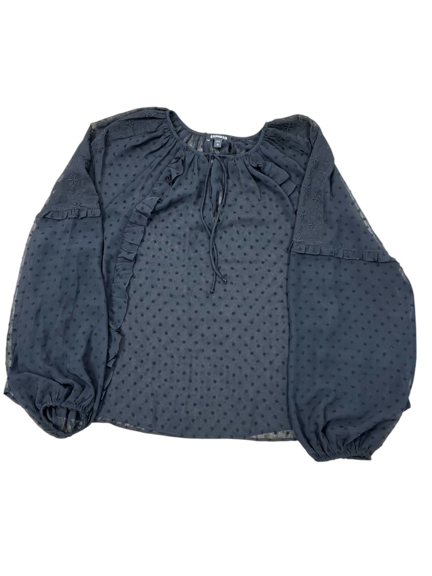 Blouse Ls By Express In Black, Size:Xl