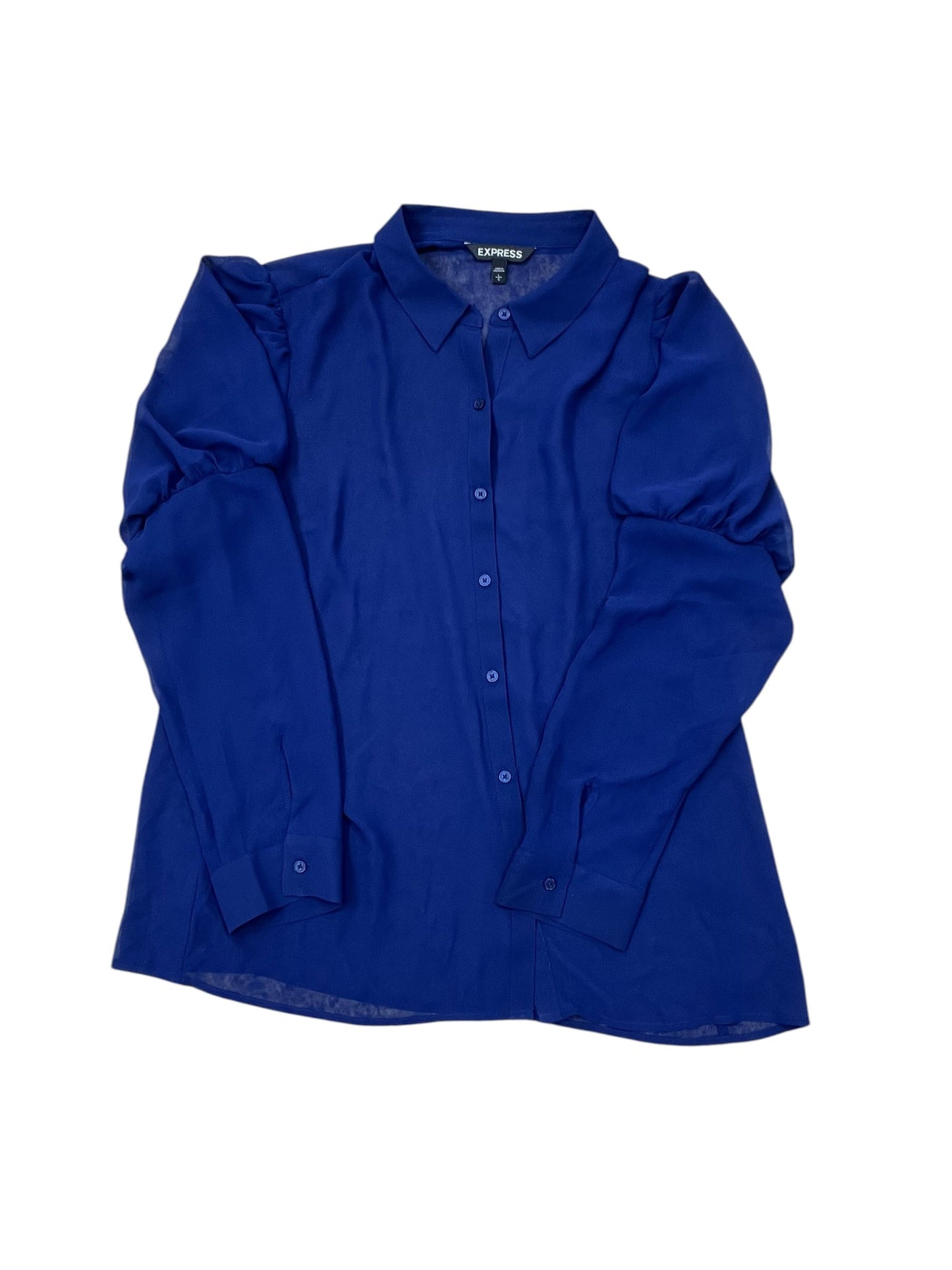 Blouse Ls By Express In Blue, Size:L