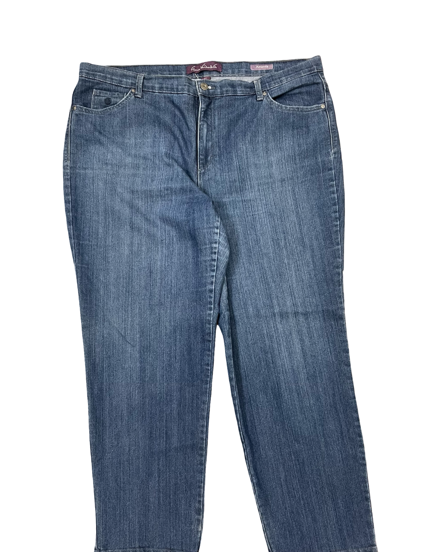 Jeans Straight By Gloria Vanderbilt In Blue Denim, Size:20
