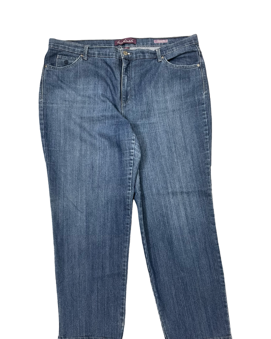 Jeans Straight By Gloria Vanderbilt In Blue Denim, Size:20