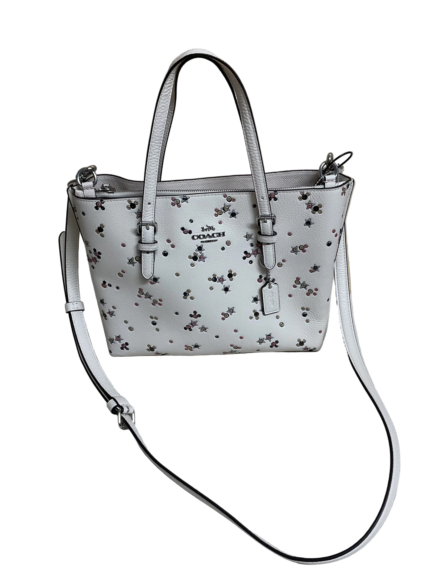 Handbag Designer By Coach In White, Size:Small