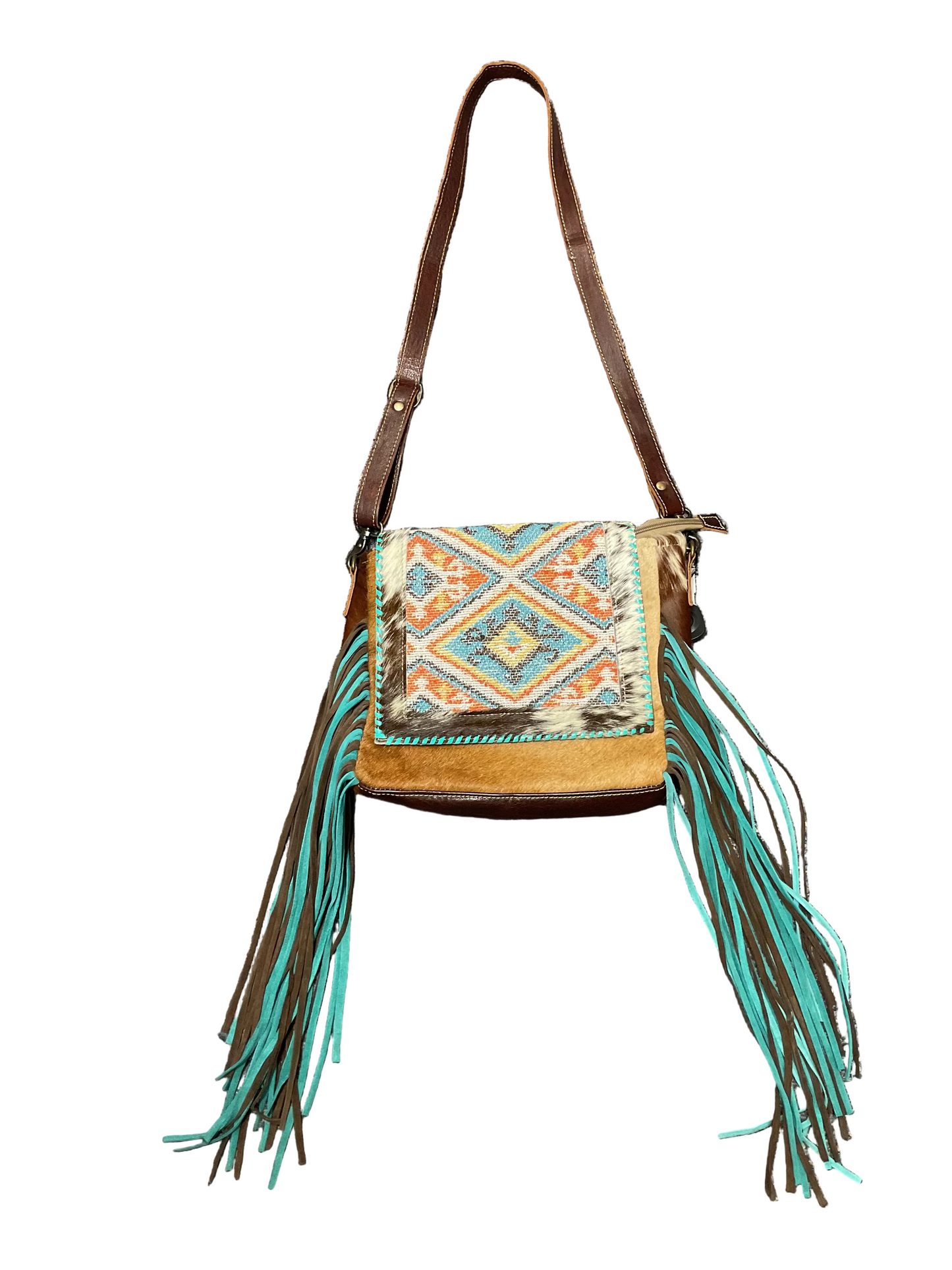 Crossbody Leather By Myra In Animal Print, Size:Medium