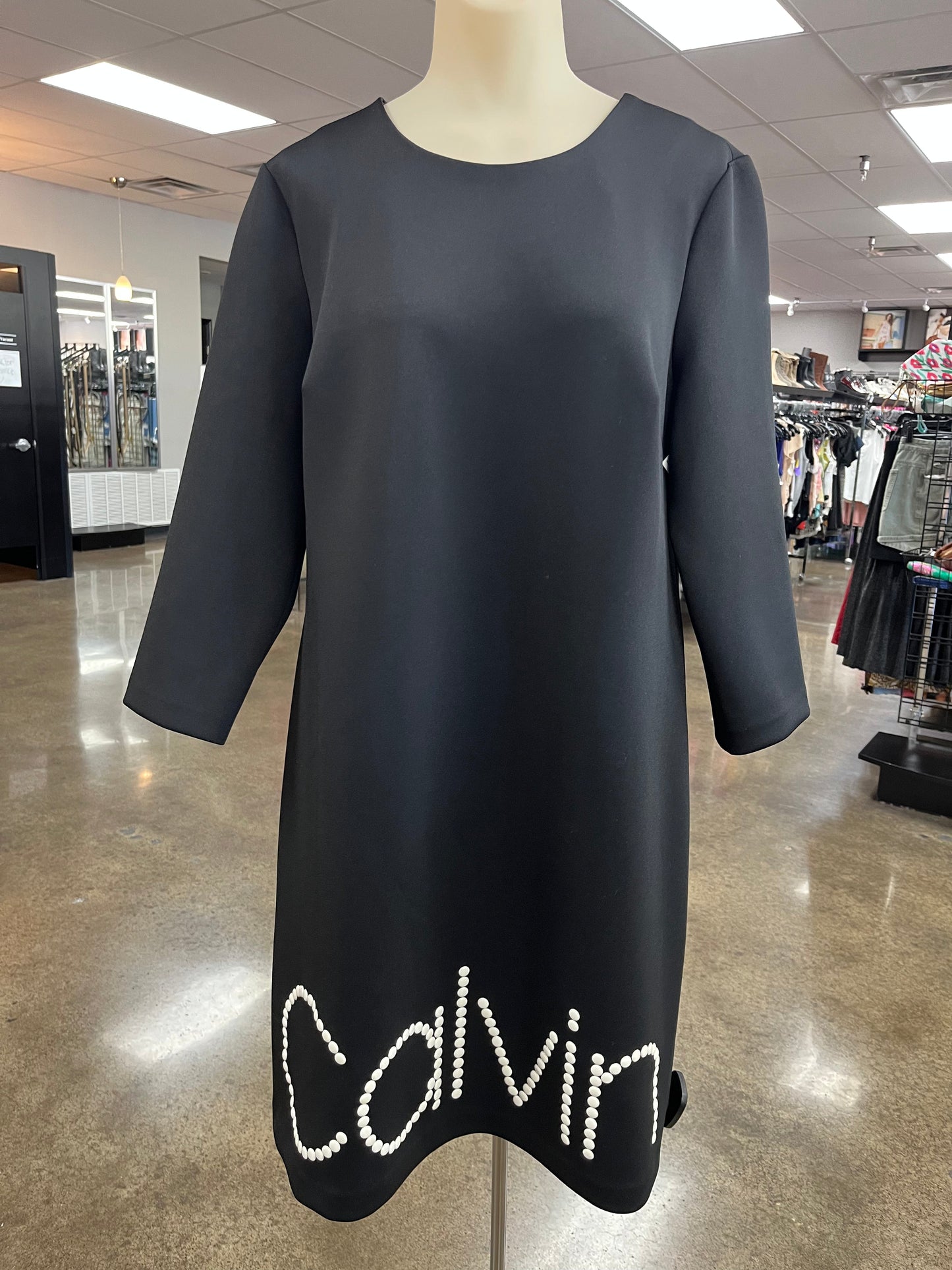 Dress Casual Midi By Calvin Klein In Black, Size:14