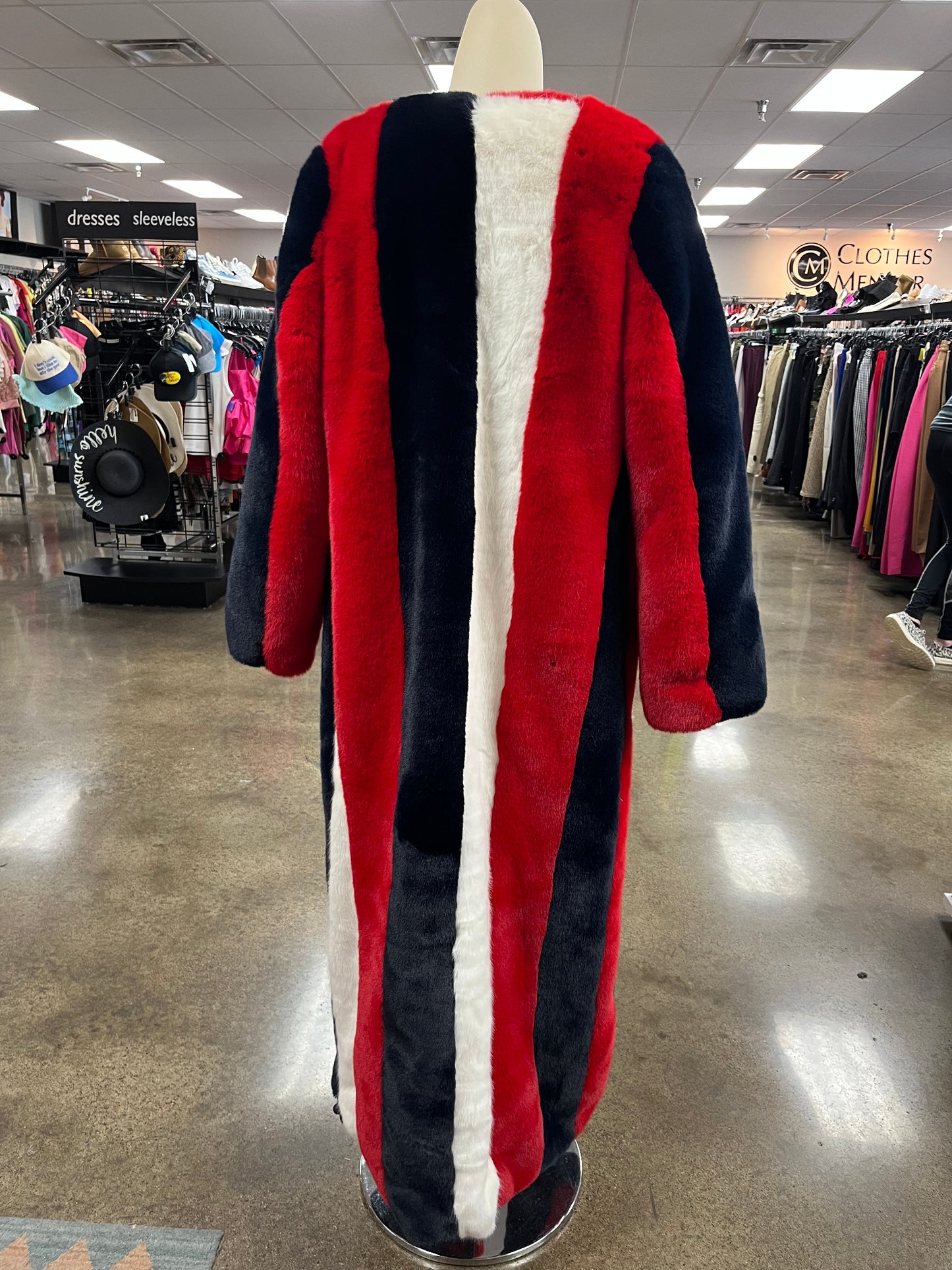 Coat Faux Fur & Sherpa By Clothes Mentor In Blue & Red & White, Size:S