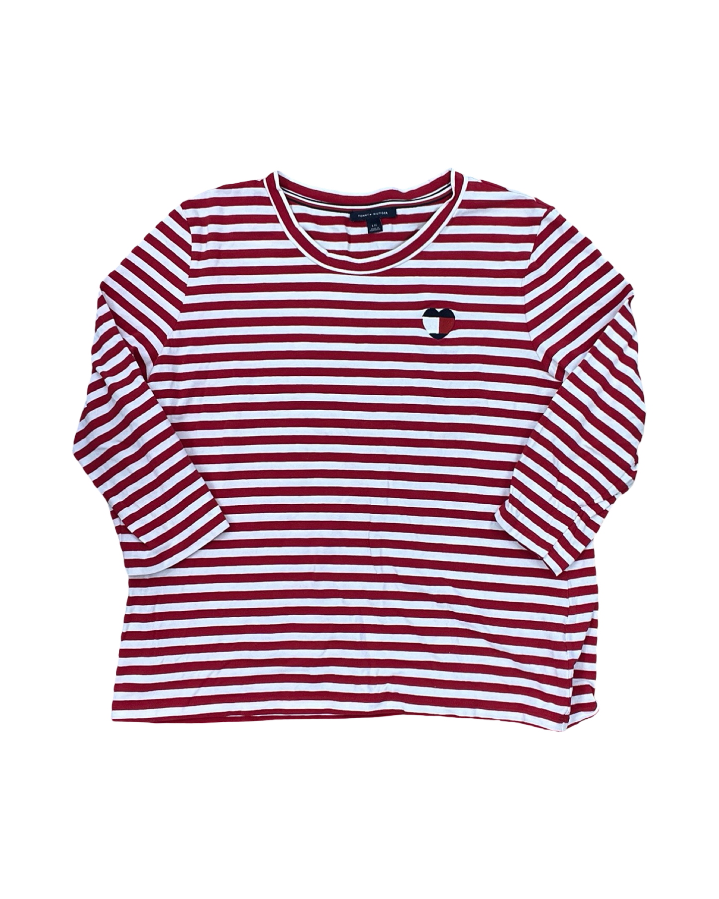 Top 3/4 Sleeve By Tommy Hilfiger In Red & White, Size:L