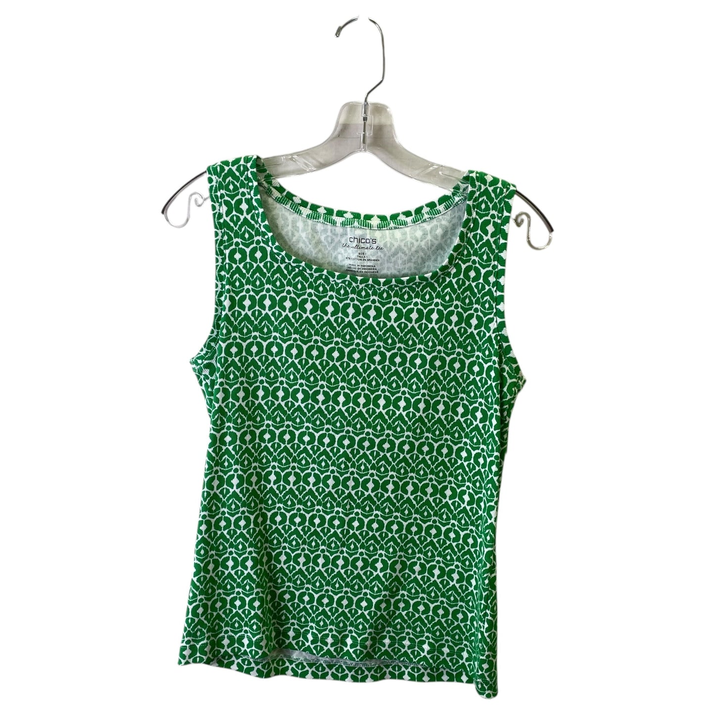 Tank Top By Chicos In Green & White, Size:M