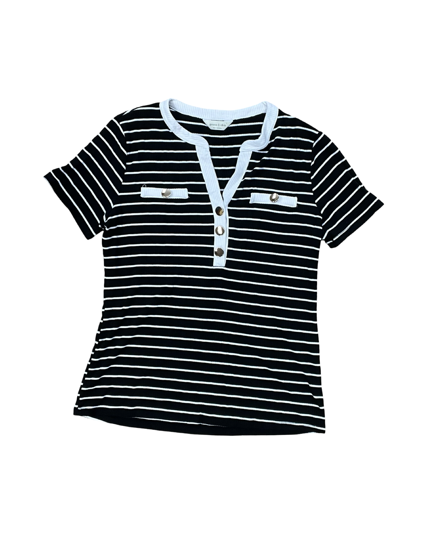 Top Ss By Clothes Mentor In Black & White, Size:L