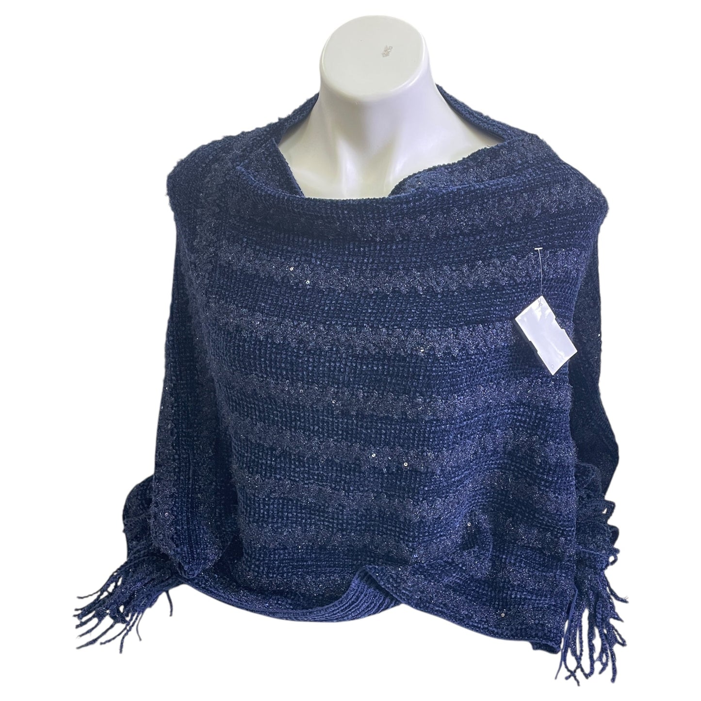 Poncho By Fashion by Mirabeau Poncho In Blue, Size:0