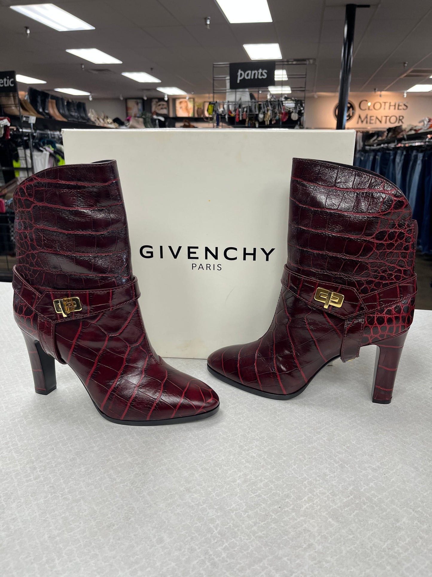 Boots Luxury Designer By Givenchy In Maroon, Size:10