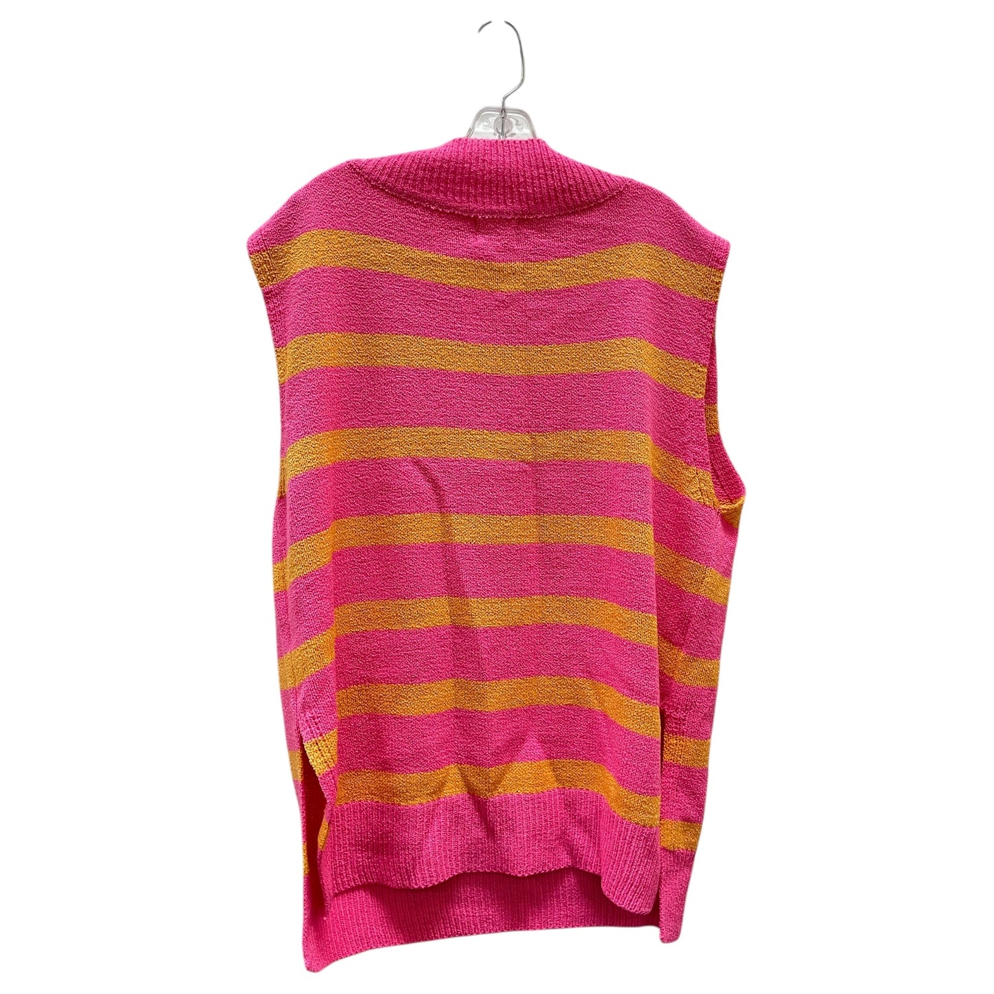Vest Sweater By Bibi In Orange & Pink, Size:L