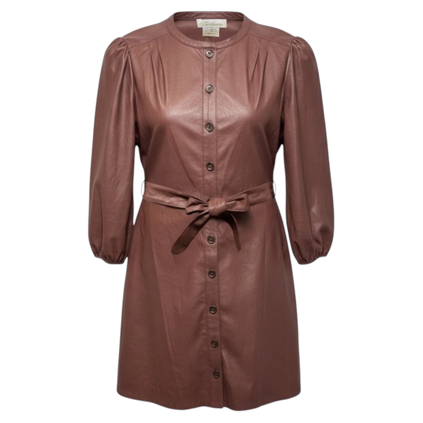 Tallen Faux Leather Shirtdress By Shoshanna In Brown, Size: 12