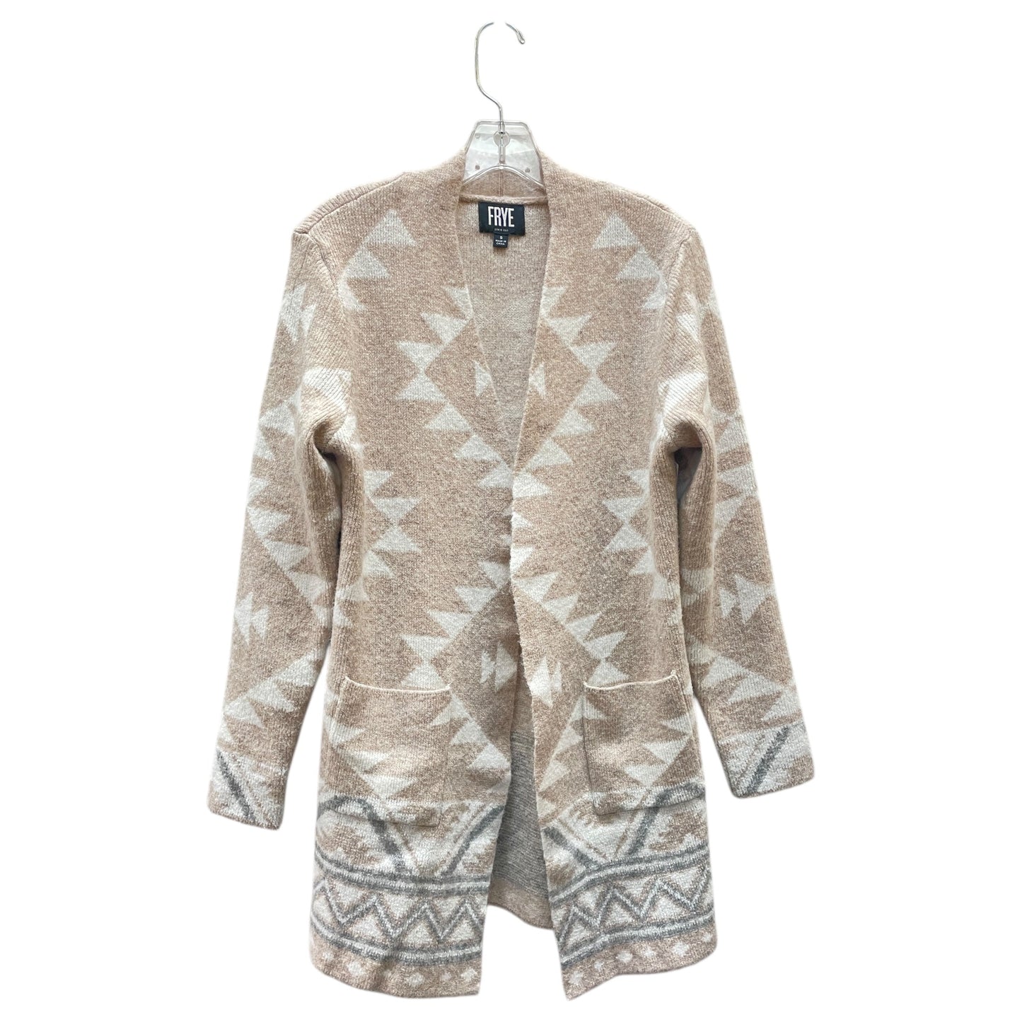 Sweater Cardigan Designer By Frye In Cream & Tan, Size:S