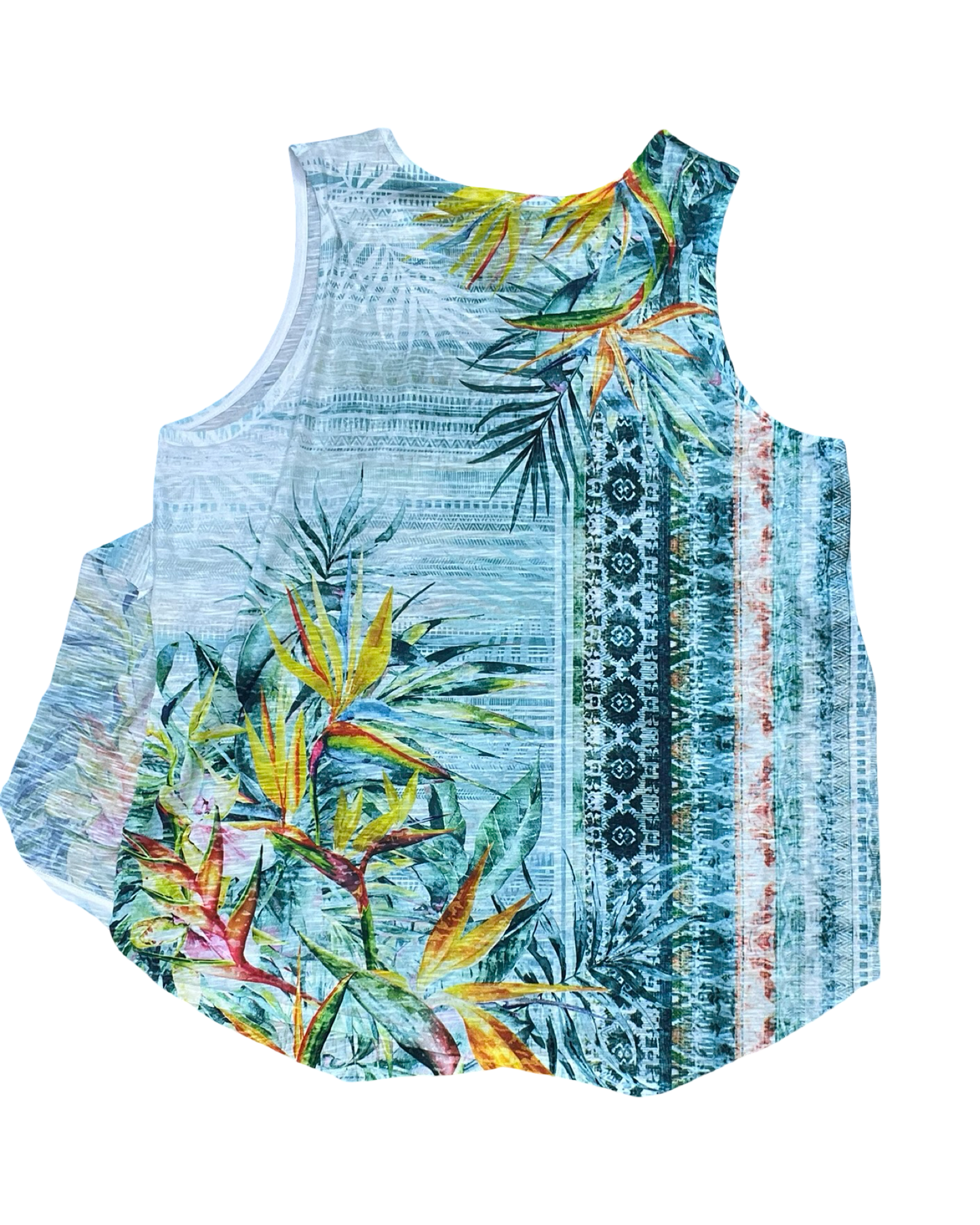 Top Sleeveless By Time And Tru In Tropical Print, Size:2X