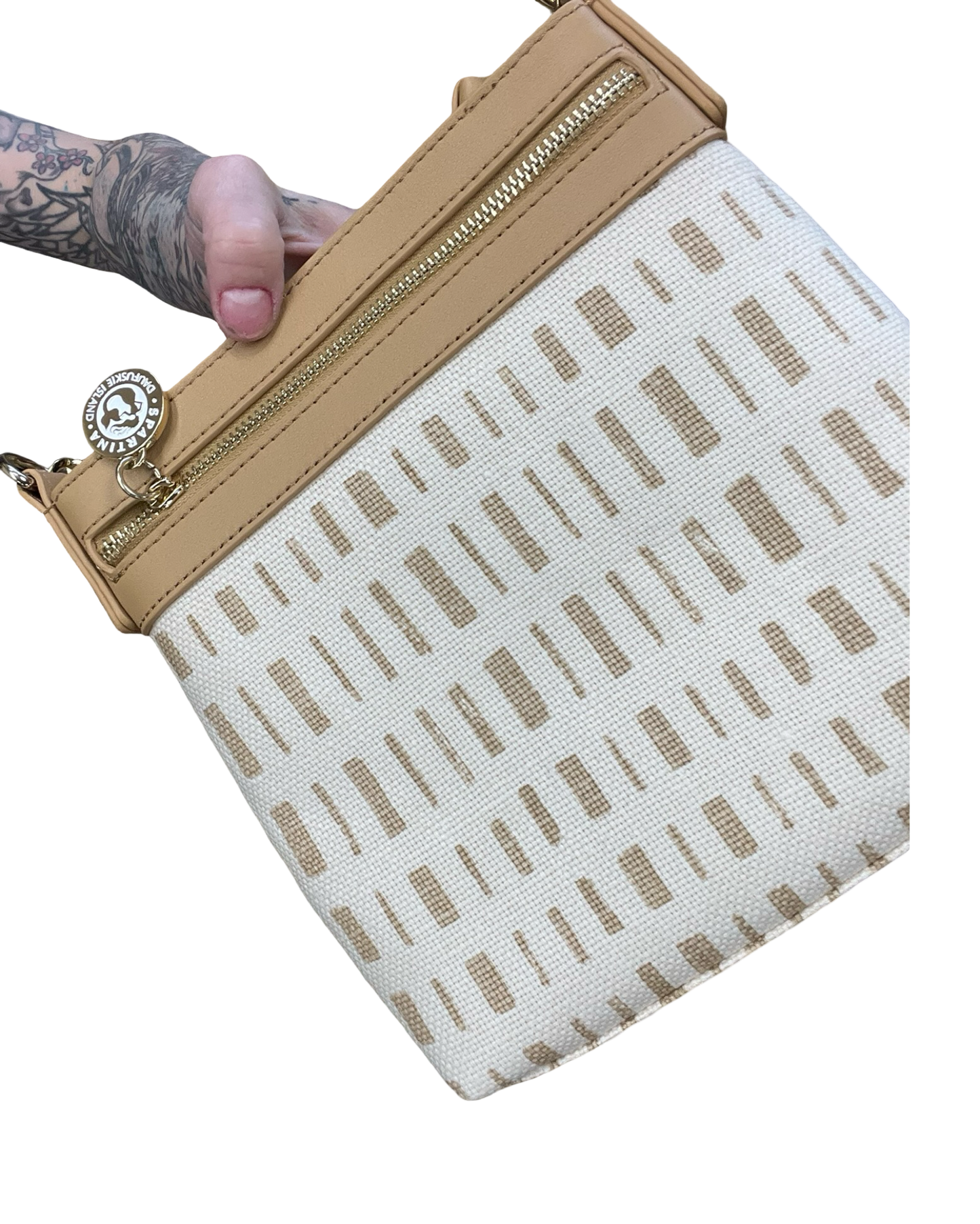 Crossbody By Spartina In Tan & White, Size:Medium