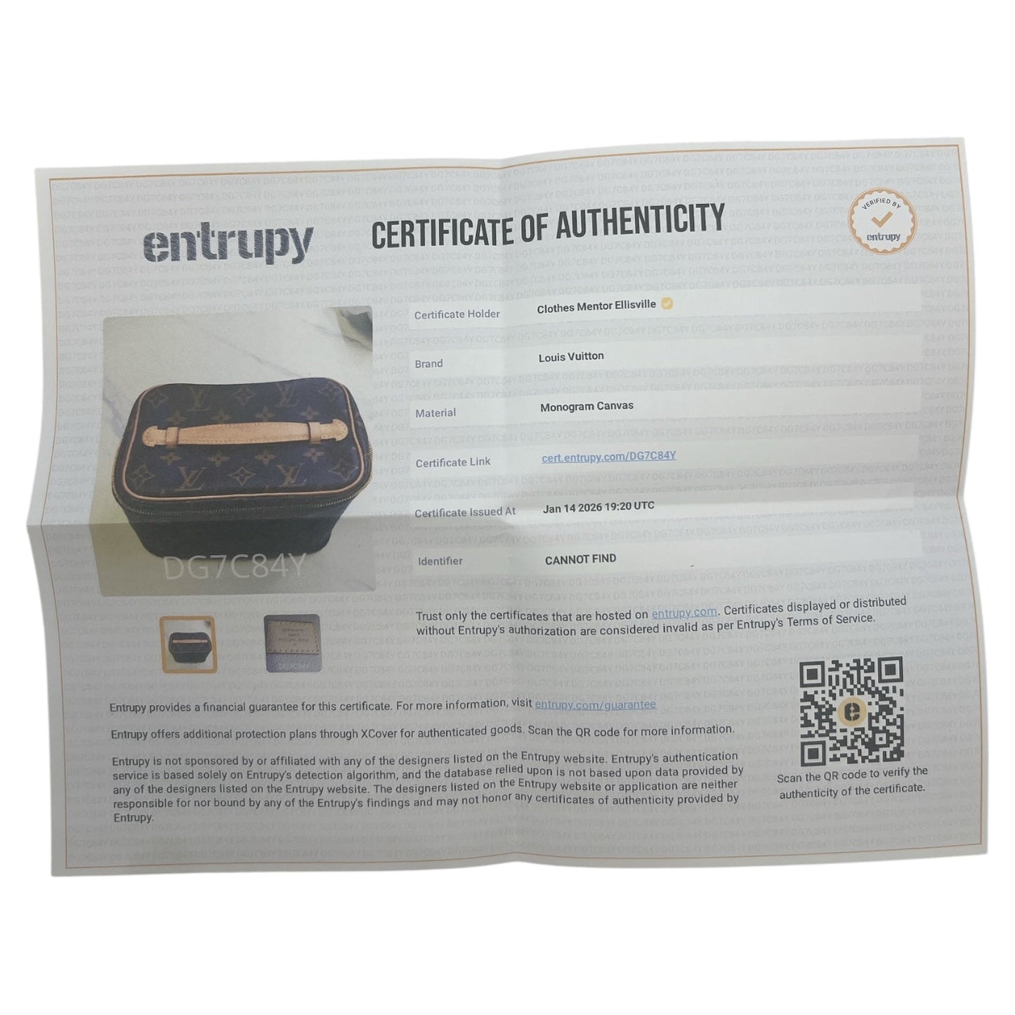 Makeup Bag Luxury Designer By Louis Vuitton In Brown, Size:Small