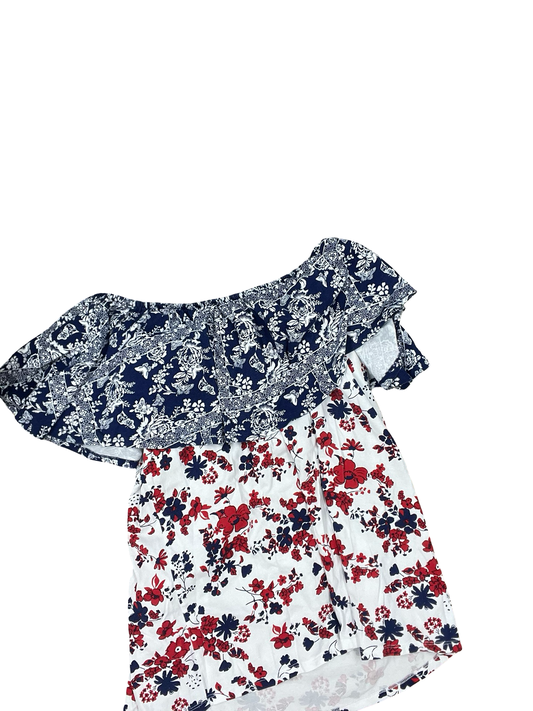 Top Sleeveless By Woman Within In Blue & Red & White, Size:Xl
