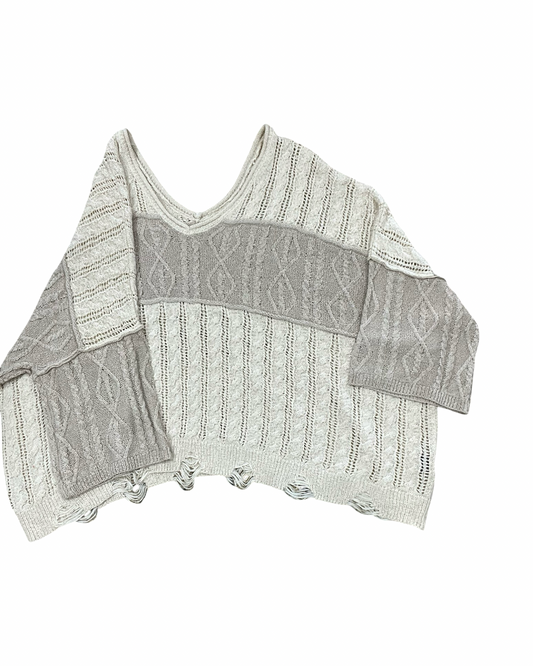 Top Ss By Pol In Cream & Tan, Size:M