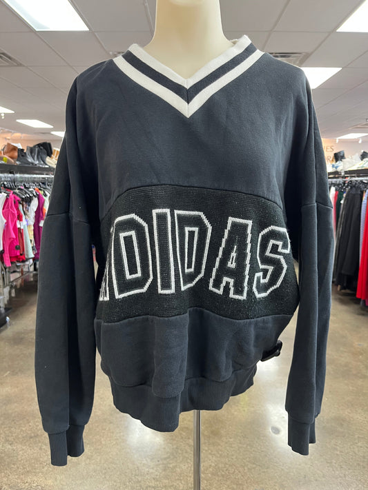 Athletic Sweatshirt Crewneck By Adidas In Black & White, Size:S
