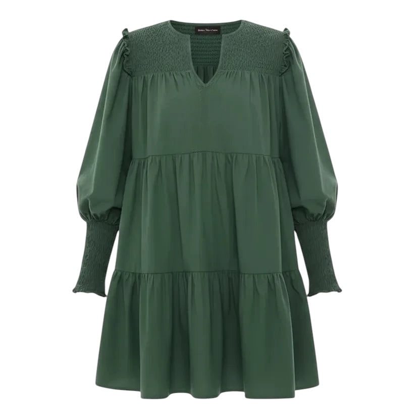 Ceci Smocked Dress By Pomander Place In Jaguar Green, Size: M