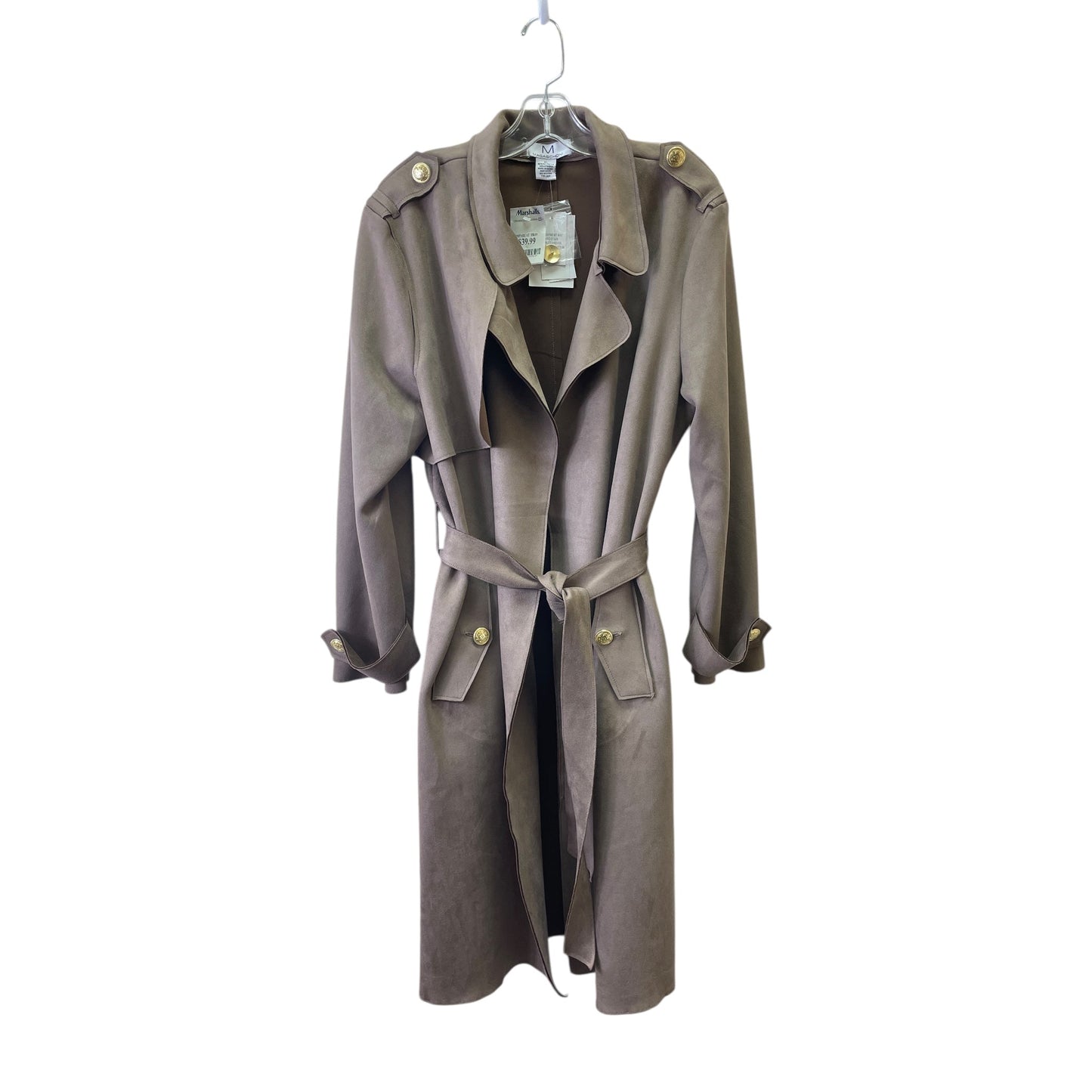 Coat Trench Coat By Magaschoni In Taupe, Size:Xl