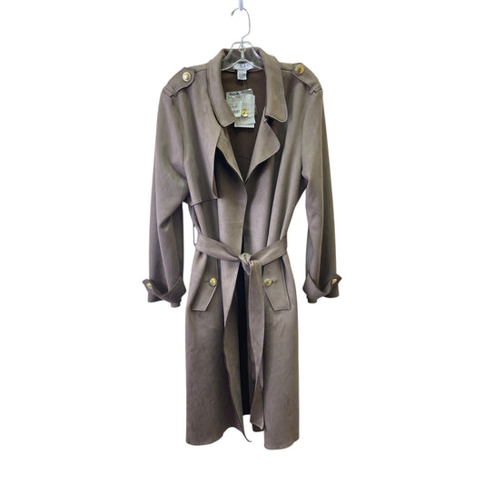 Coat Trench Coat By Magaschoni In Taupe, Size:Xl