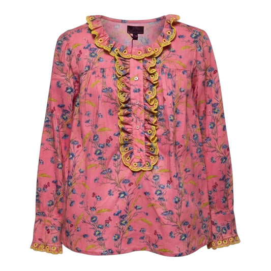 Liberty Print Cotton Poplin Ruffle Blouse By J. Crew In Floral Print, Size: XS