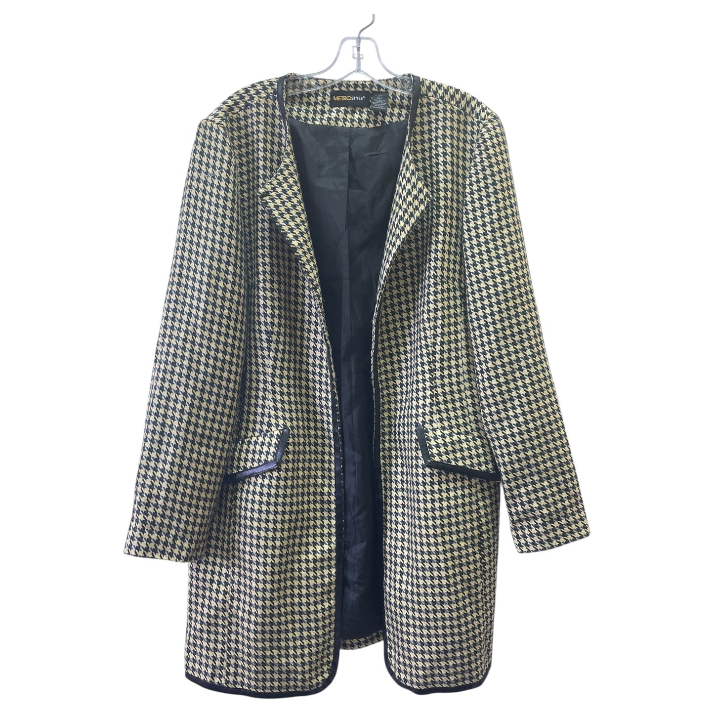 Skirt Suit 2Pc By METROSTYLE In Black & Yellow, Size:1X