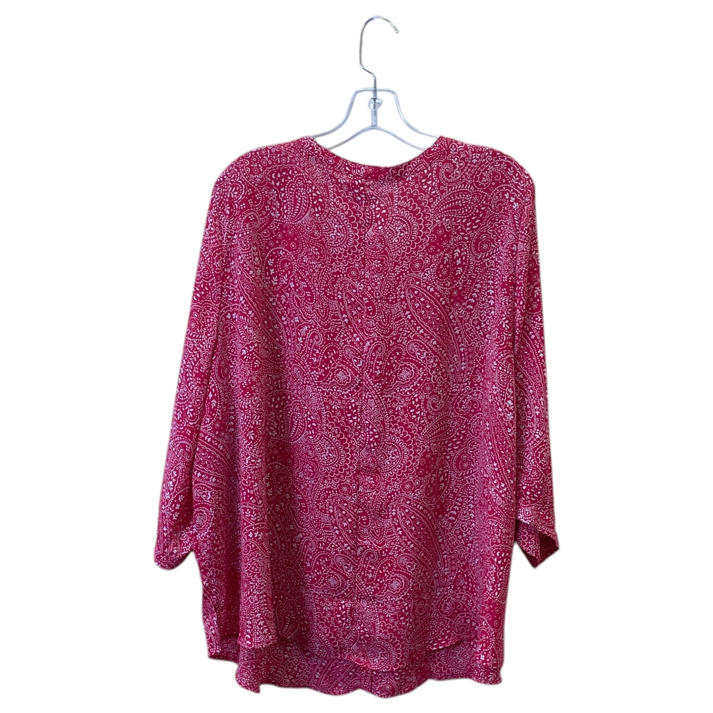 Top 3/4 Sleeve By Catherines In Red & White, Size:2X