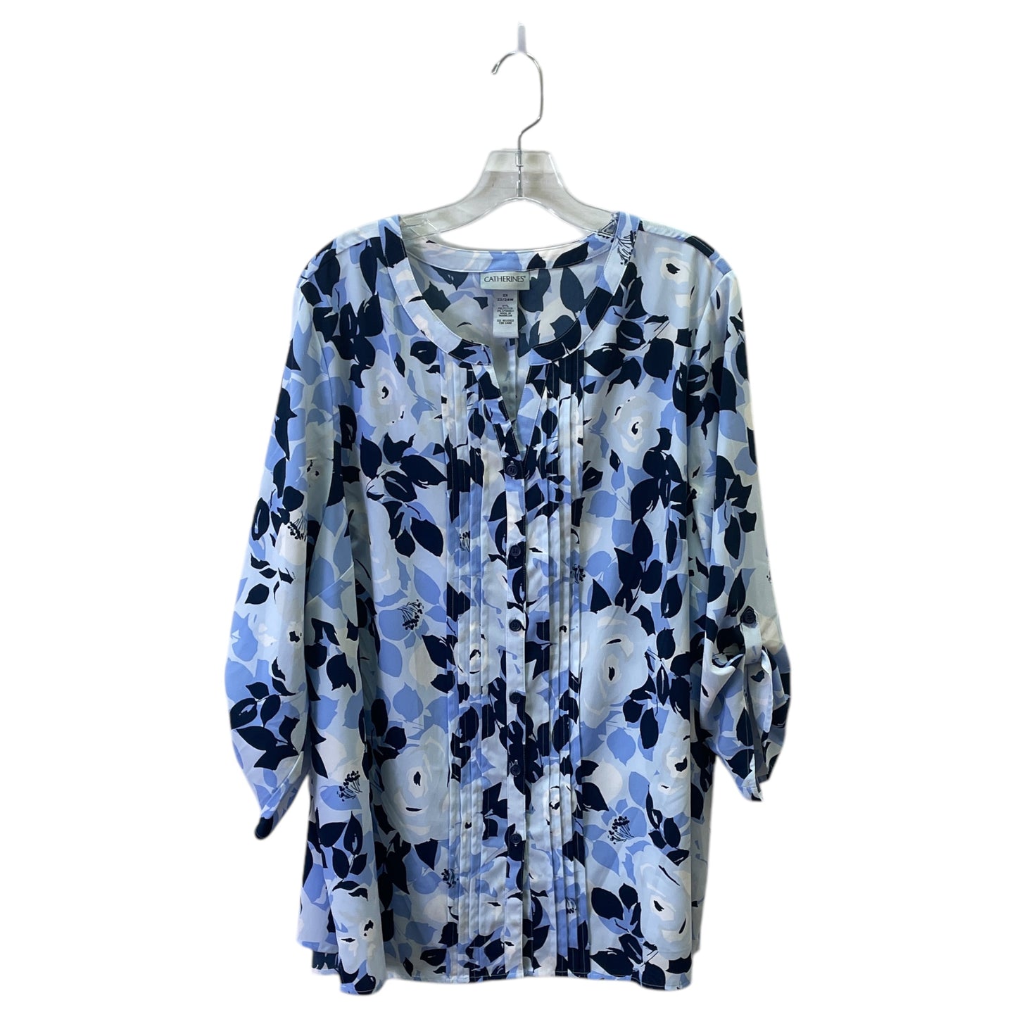 Top 3/4 Sleeve By Catherines In Blue, Size:2X