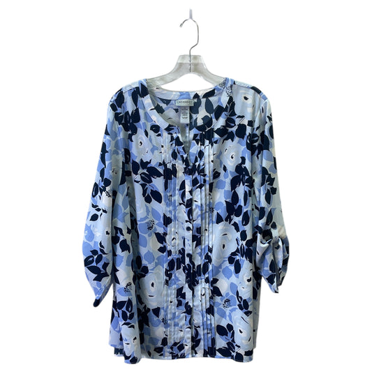 Top 3/4 Sleeve By Catherines In Blue, Size:2X