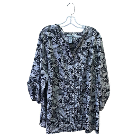 Top 3/4 Sleeve By Catherines In Black & White, Size:2X