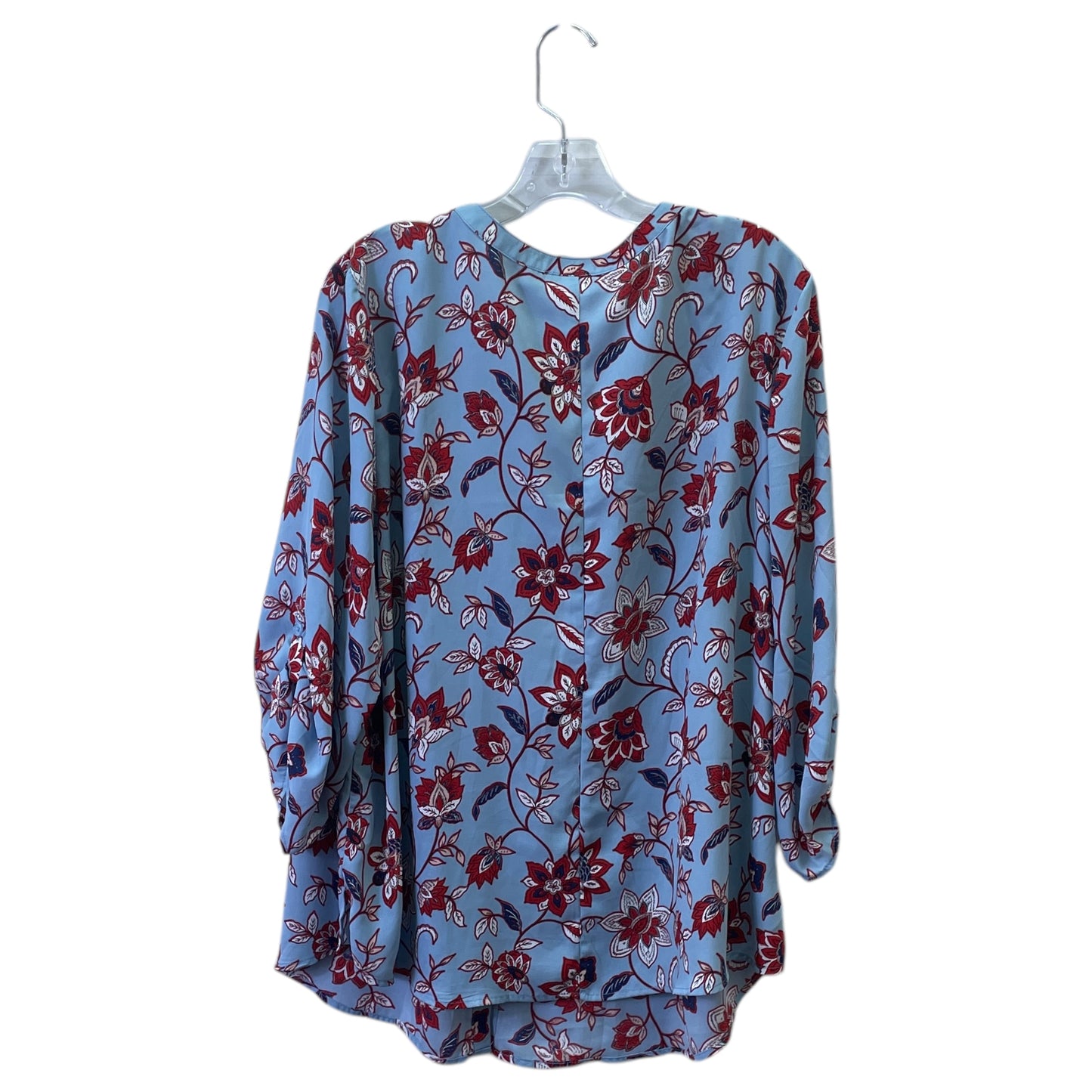 Top 3/4 Sleeve By Catherines In Blue & Red, Size:2X
