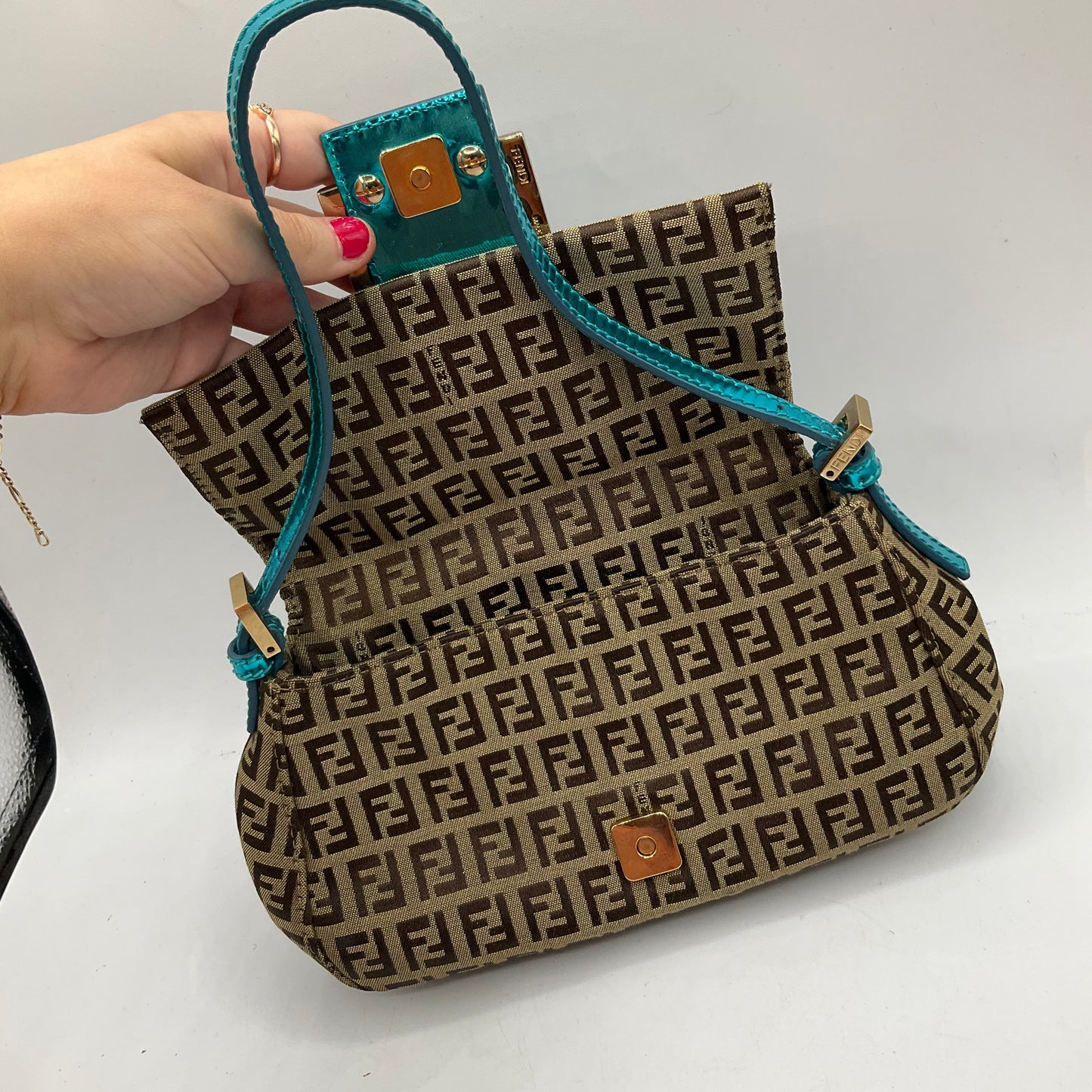 Fendi Zucchino Mama Baguette Shoulder Bag, Size: Small