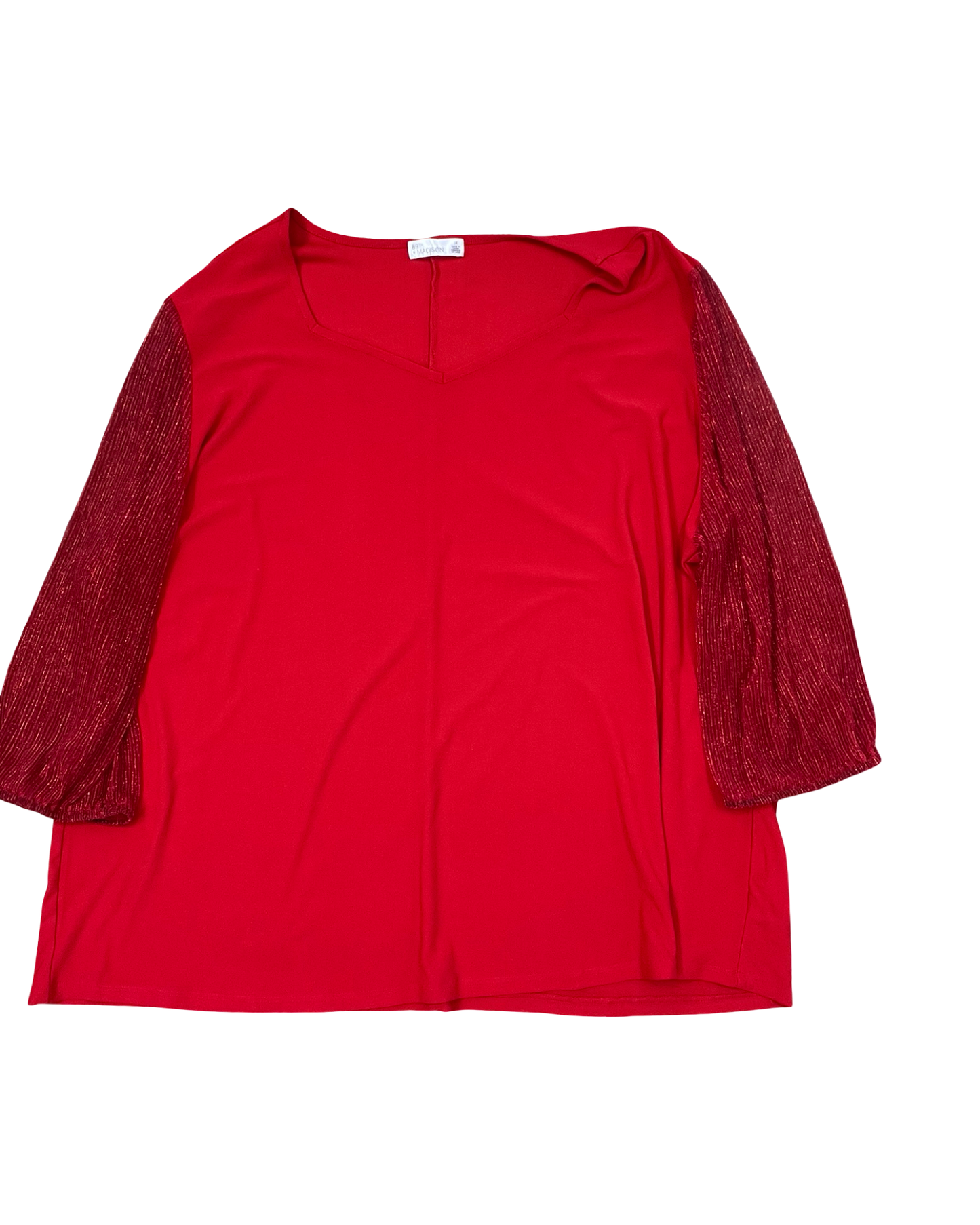 Top 3/4 Sleeve By 89Th And Madison In Red, Size:3X