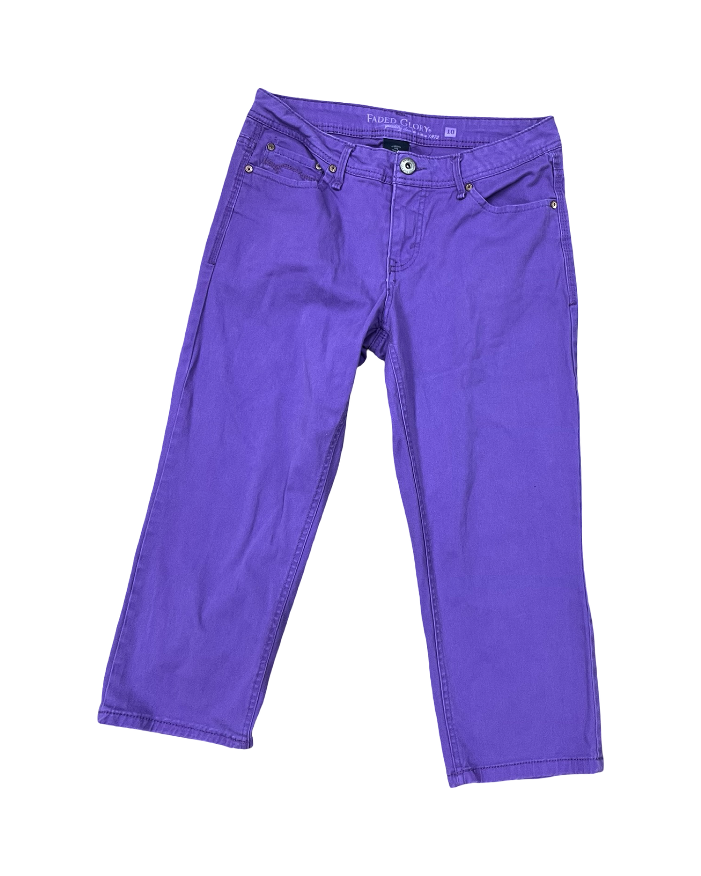 Jeans Cropped By Faded Glory In Purple Denim, Size:10