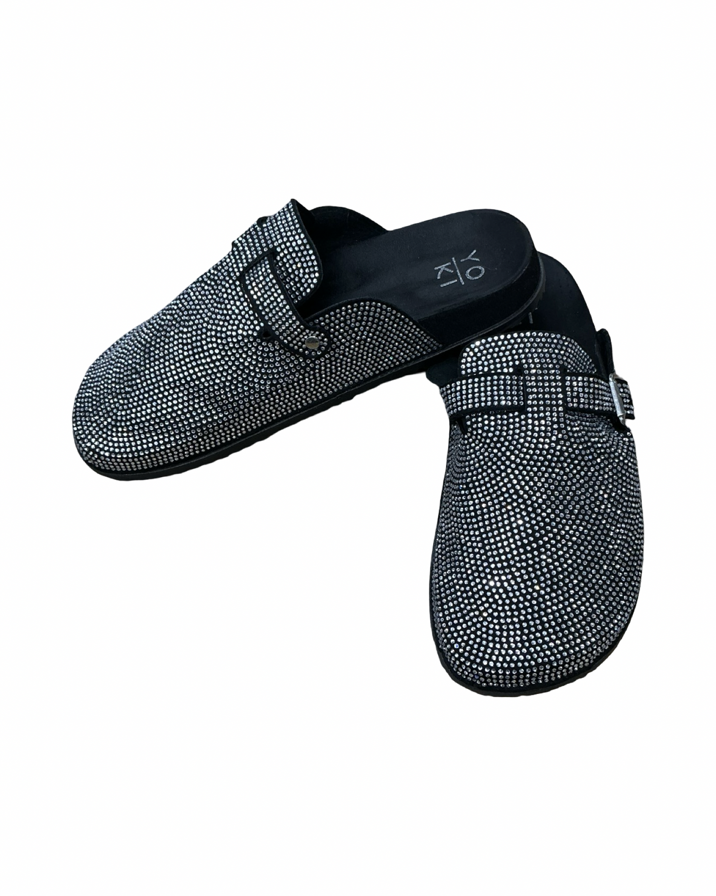 Shoes Flats By Yoki In Black & Silver, Size:10