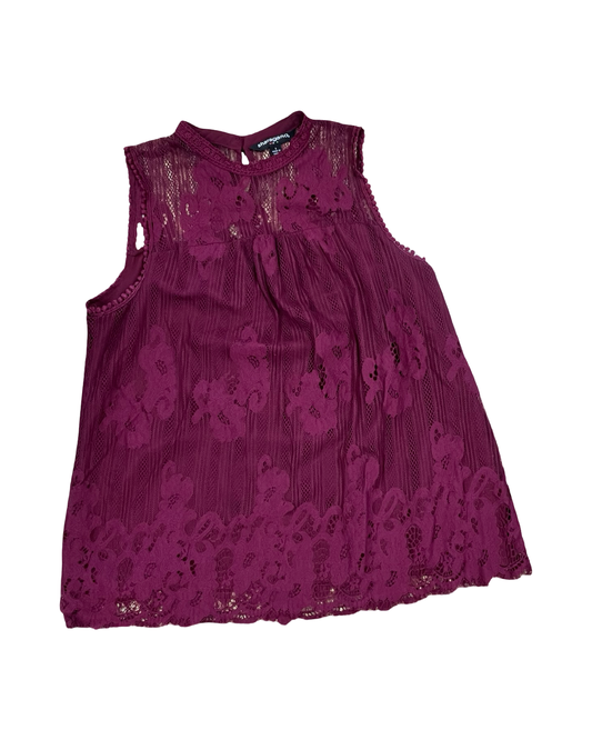 Top Sleeveless By Sharagano In Maroon, Size:L