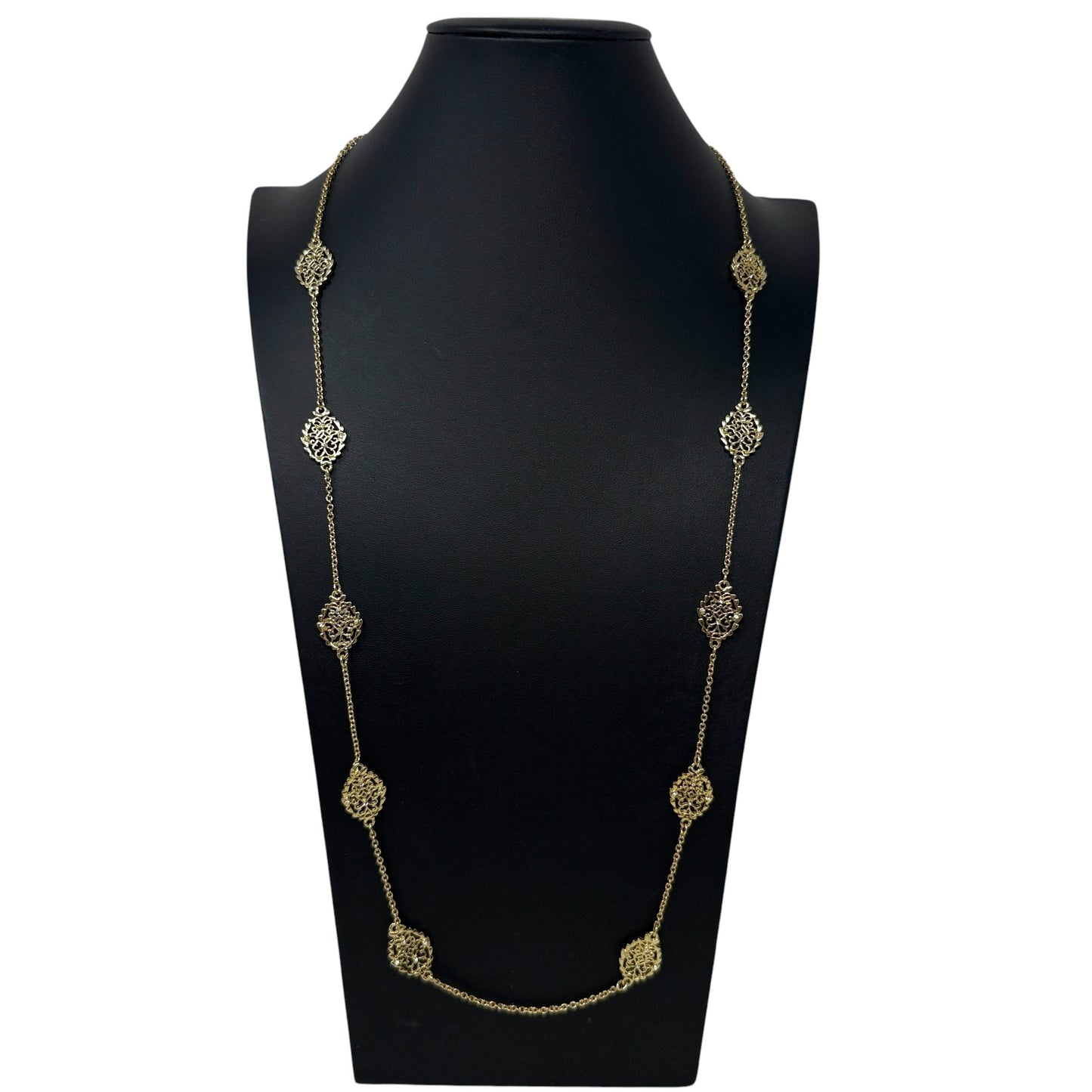 Gold Tone & Crystal Station Necklace By Ann Taylor