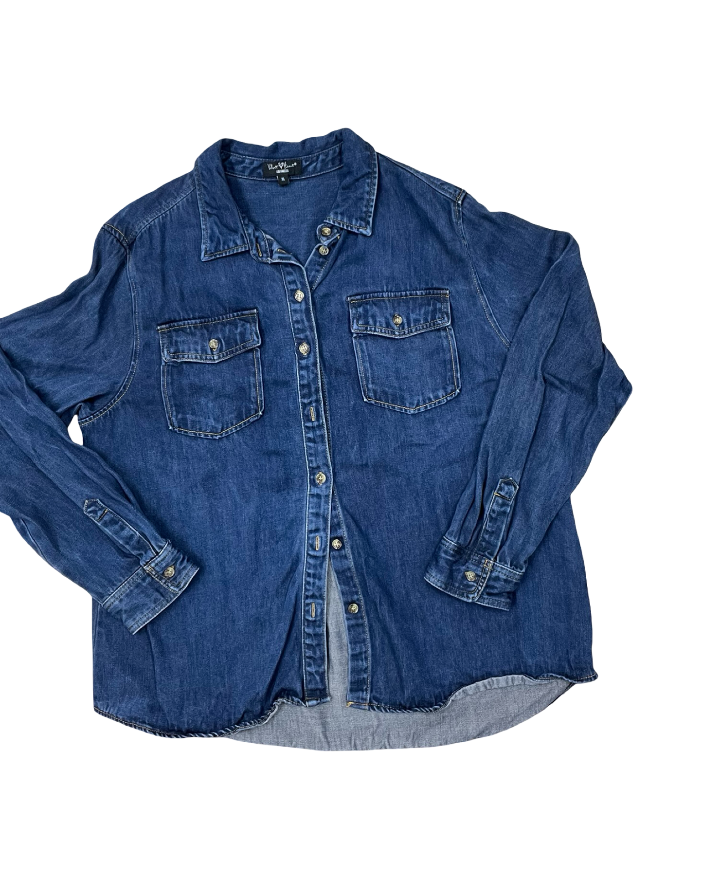 Blouse Ls By Velvet Heart In Blue Denim, Size:Xl