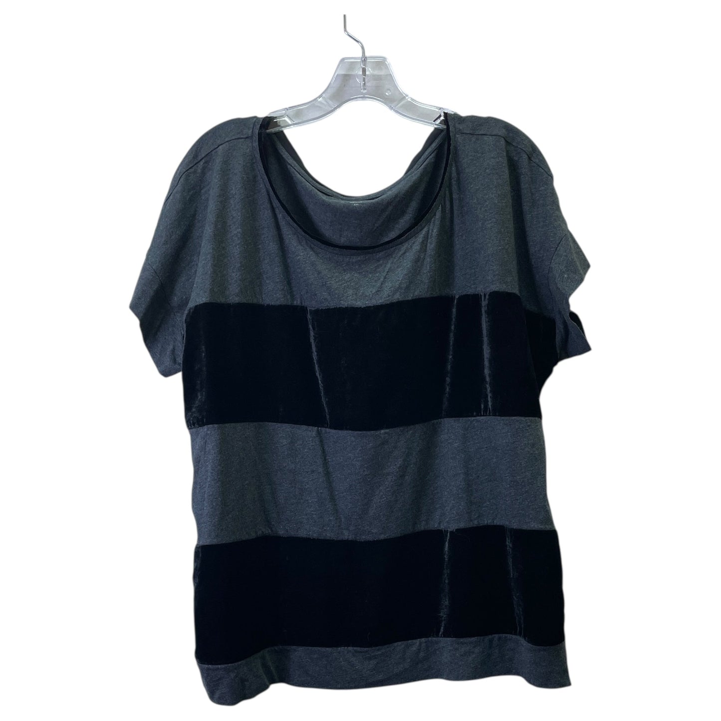 Top Ss By Loft In Black & Grey, Size:1X