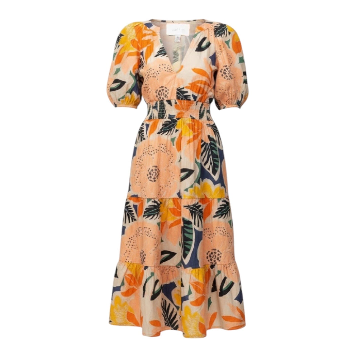 Orange Blossom Hacienda Midi Dress By Sugar Lips In Floral Print, Size: XS